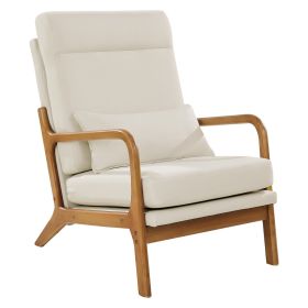 VEVOR Accent Chair, High Back Mid Century Modern Armchair with Solid Wood Frame and Non-Slip Legs