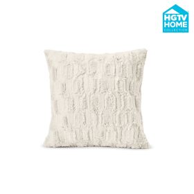HGTV Art Deco Brushed Faux Fur Pillow Snowbound 18 x 18 inches