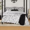 Full/Queen Comforter Set, All-Season, 5-Piece, White Black Floral Scallop
