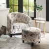 2pcs Modern Accent Tub Chair and Ottoman Set with Fabric Upholstered
