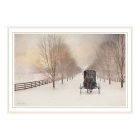 Trendy Decor 4U Snowy Amish Lane White Framed Wall Art for Living Room, Bedroom Wall Art Print for Home Decor by Lori Deiter