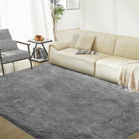 5ft x 8ft Rugs for Living Room,Grey Fluffy Carpet Large Fuzzy Plush Shag Comfy Soft, Non-Slip Indoor Floor Carpet,Room,Bedroom,Playroom