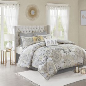 8 Piece Cotton Floral Printed Reversible Comforter Set