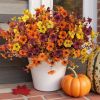 12 Bundles Fall Artificial Flowers for Outdoor, Autumn Faux Plants Fake Silk Flowers Fall Decorations for Home Yard Garden Window Decor, Multicolor