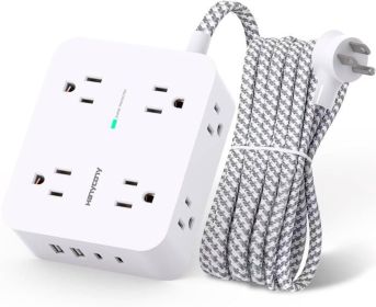 Surge Protector Power Strip 8 Outlets 4 USB (2 USB C) Charging Ports, Multi Plug Outlet Extender, 5Ft Braided Extension Cord