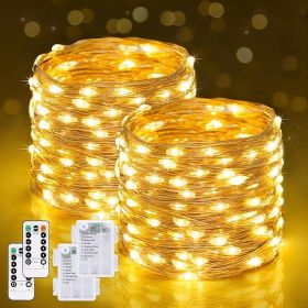 2 Pack Fairy Lights Battery Operated with Remote, Total 400 LED 132ft Battery Powered String Lights