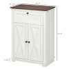 Farmhouse Sideboard Storage Cabinet, Doors and Drawer, for Kitchen, Living Room, 23.5"x11.75"x34.5", White