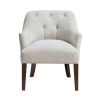 Modern Tufted Back Accent Chair Sturdy Plywood Frame Living Room Furniture 1pc Oyster Fabric Upholstered Armchair