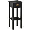 2-Tier Side Table with Drawer, Narrow End Table for Space Saving, Slim Nightstand with Shelf Metal Knob for Living Room Hallway, Black