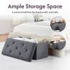 Folding Storage Ottoman Bench, Ottoman Foot Rest, End of Bed Bench, Storage Chest, for Living Room, Bedroom, Entryway, 35 Inches, Gray
