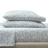 4-Piece 100% Cotton 400 Thread Count Paisley Green River Performance Sheet Set, Queen