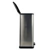 13 Gallon, Plastic Rectangular Step Garbage Bin, Silver