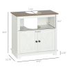 Pedestal Vanity Cabinet White 2-Door Bathroom Sink Cabinet with Shelves