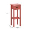 2-Tier Side Tables Set of 2 with Drawer and Shelf, 2 Pieces End Tables for Living Room and Hallway, Red