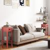 2-Tier Side Tables Set of 2 with Drawer and Shelf, 2 Pieces End Tables for Living Room and Hallway, Red