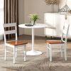 HOMCOM Farmhouse Dining Table Chairs, Set of 2 Rubber Wood Kitchen Table Chairs with Open Back for Living Room, Light Gray