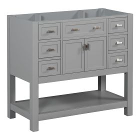 36'' Bathroom Vanity without Top Sink, White Cabinet only, Modern Bathroom Storage Cabinet with 2 Soft Closing Doors and 6 Drawers (Not Include Sink)