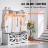 VEVOR Hall Tree Entryway Bench, LED Coat Rack with Shoe Storage, 59" Wide Mudroom bench with Storage and Seating