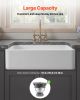 VEVOR 33.5x20 inch Farmhouse Sink, White Sink Workstation, Fireclay Undermount Basins, Apron Front Single Bowl Basin with Multiple Accessories