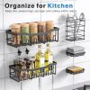 Adhesive Shower Caddy 5 Pack Rustproof Stainless Steel Bath Organizers With Large Capacity, No Drilling Shelves for Bathroom Storage & Home Decor