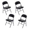 [Old Code: 33457557]4pcs Elegant Foldable Iron & PVC Chairs for Convention & Exhibition Black