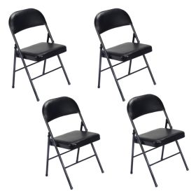 [Old Code: 33457557]4pcs Elegant Foldable Iron & PVC Chairs for Convention & Exhibition Black