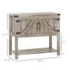 Farmhouse Double Door Coffee Bar Cabinet, Kitchen Cabinet with Bottom Shelf for Entryway, Living Room, Washed-out Gray