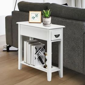 2 Tier End Bedside Sofa Side Table Narrow Nightstand