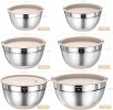 Mixing Bowls with Airtight Lids Set, 26PCS Stainless Steel Khaki Bowls with Grater Attachments, Non-Slip Bottoms Kitchen Gadgets Set, Size 7, 4, 2.5