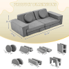 14-Piece Modular Kids Sofa Set All-Sponge Construction Grey Corduroy Free Combination Design