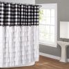 Farmhouse Ruffle Buffalo Check Shower Curtain with Coconut Buttons