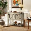 Farmhouse Double Door Coffee Bar Cabinet, Kitchen Cabinet with Bottom Shelf for Entryway, Living Room, Washed-out Gray