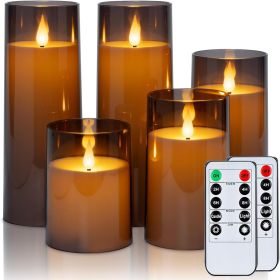Flameless Candles Battery Operated with Remote Timer, Acrylic Flickering LED Pillar Candle for Halloween Decoration