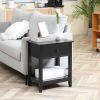 Compact Bedside Nightstand, Black, with Drawer, Shelf, for Bedroom, Living Room