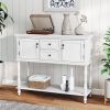 Retro Console Table with Storage, Narrow Entryway Table with 2 Drawers and 2 Door Cabinets, Long Sofa Table Behind Couch for Living Room, Foyer