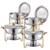 VEVOR Chafing Dish Buffet Set, 5 Qt 4 Pack, Stainless Steel Chafer with 4 Full Size Pans