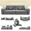 14-Piece Modular Kids Sofa Set All-Sponge Construction Grey Corduroy Free Combination Design