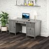 Vintage Executive Computer Desk with Cabinet 3 Drawers for Files Home Office Workstation Grey