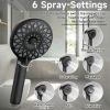 High Pressure Shower Heads 6 Spray Mode, Magnetic Shower Head for Bathroom, Matte Black Handheld Shower with 60 inch Stainless Steel Hose