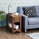 Contemporary Chairside End Table with Drawer and Open Shelf