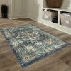 Distressed Vintage Blue Persian Indoor Area Rug, 4'x5'4'