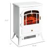 Electric Fireplace Heater White with Realistic LED Log Flames Overheating Safety 750/1500W