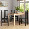 Farmhouse Dining Table Chairs Set of 4 Pine Wood Slat Back Black