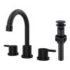Widespread Bathroom Sink Faucet Matte Black 2 Handle 8 inch Lavatory Faucet 3 Hole 360° Swivel Spout Vanity Sink Basin Faucets with Pop Up Drain Assem