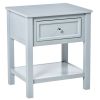 Compact Convenience: Gray End Table with Drawer and Bottom Shelf for Living Spaces