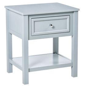 Compact Convenience: Gray End Table with Drawer and Bottom Shelf for Living Spaces