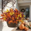 12 Bundles Fall Artificial Flowers for Outdoor, Autumn Faux Plants Fake Silk Flowers Fall Decorations for Home Yard Garden Window Decor, Multicolor
