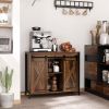 Rustic Brown Industrial Buffet Cabinet with Sliding Barn Doors Adjustable Shelves for Dining Room