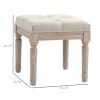Vintage Ottoman 15.75" Tufted Foot Stool Upholstered Seat Rustic Wood Legs Beige Bedroom Living Room