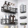 Adhesive Shower Caddy 5 Pack Rustproof Stainless Steel Bath Organizers With Large Capacity, No Drilling Shelves for Bathroom Storage & Home Decor